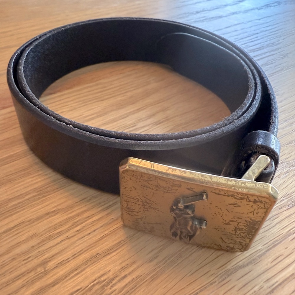 Polo by Ralph Lauren Black Belt with Gold Buckle - M 32